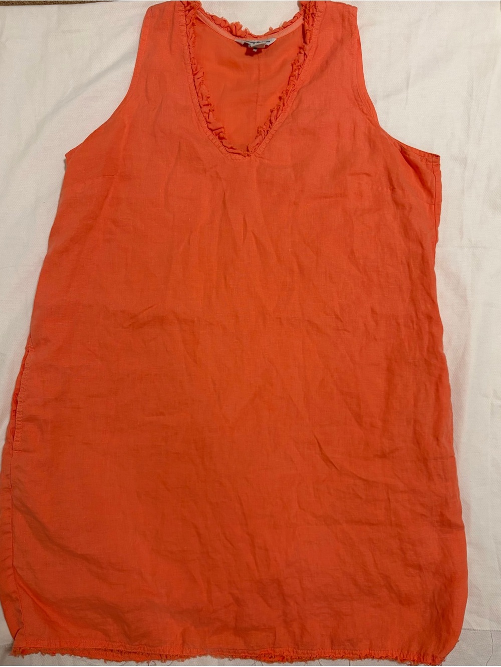 Women's Sleeveless V-Neck Tank Top in Bright Orange Size L